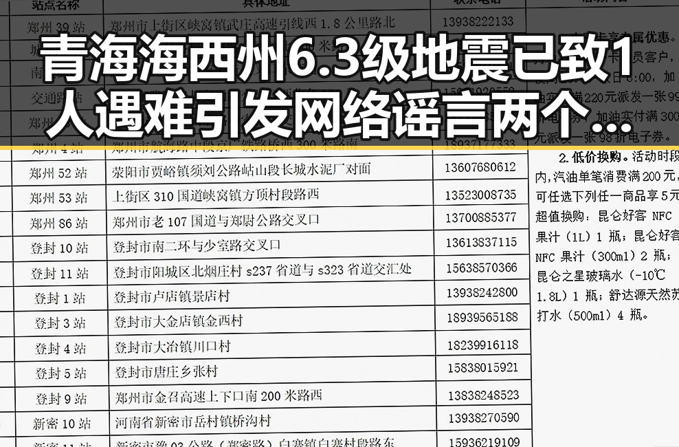 青海海西州6.3级地震已致1人遇难引发网络谣言两个乡镇整体搬迁到新疆成为焦点