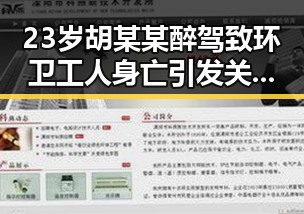 23岁胡某某醉驾致环卫工人身亡引发关注有人赢得470万美元赔光本钱
