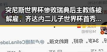 突尼斯世界杯惨败瑞典后主教练被解雇，齐达内二儿子世界杯首秀成背景板引热议