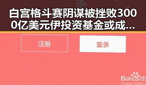 白宫格斗赛阴谋被挫败3000亿美元伊投资基金或成背后推手